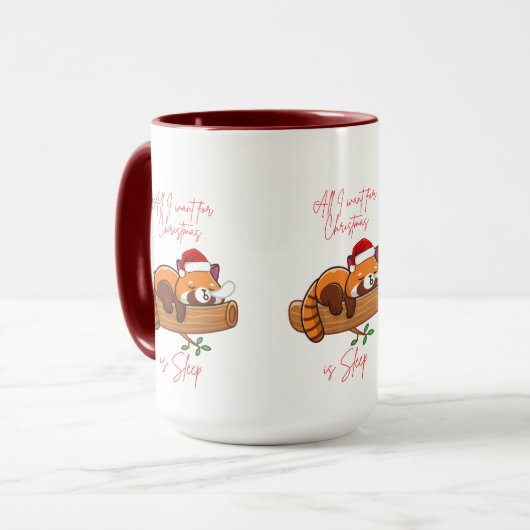 Mug Panda rouge : Tout ce que je veux pour Noël, c'est (Devant gauche)
