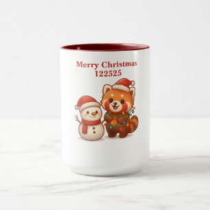 Mug Panda roux avec bonhomme de neige