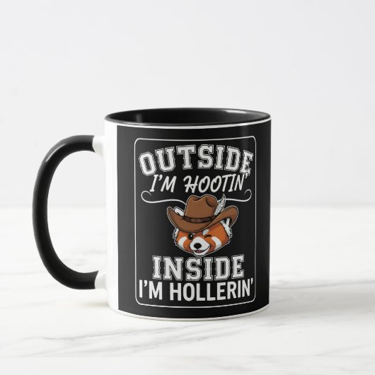 Mug Panda roux cowboy drôle (Gauche)