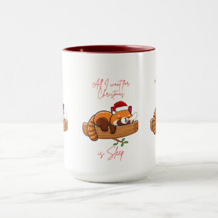 Mug Panda roux : Tout ce que je veux pour Noël c'est D