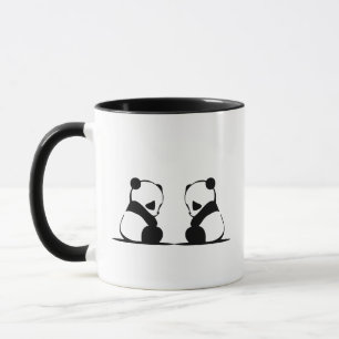 Mug Panda Tone Couple Café Couple Coupe Simple Noir Bl