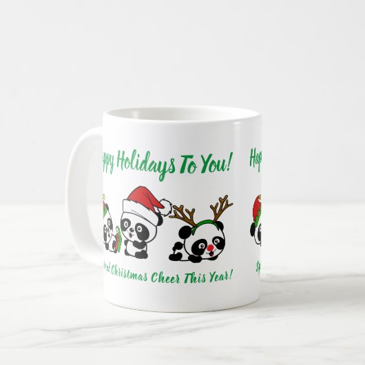 Mug Pandas de Noël personnalisés (Devant gauche)
