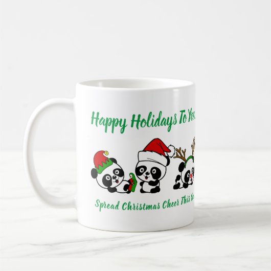Mug Pandas de Noël personnalisés (Gauche)
