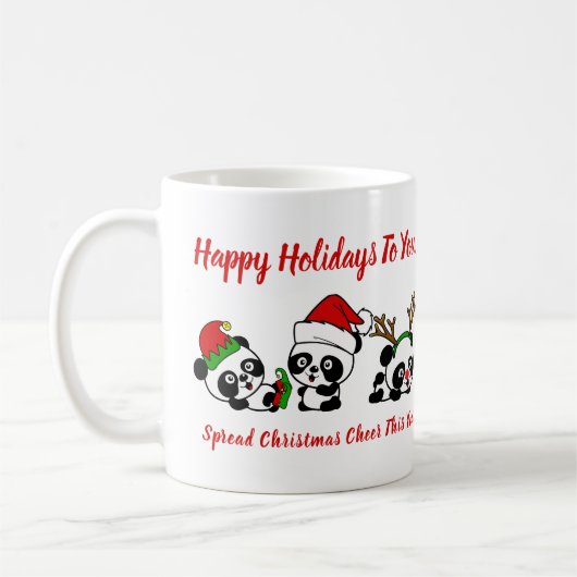 Mug Pandas de Noël personnalisés (Gauche)