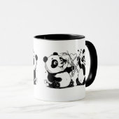 Mug Pandas en action cardiaque : Saint Valentin pleine (Devant droit)