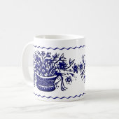 Mug Panier à fleurs rustique bleu blanc et bandeau (Devant gauche)