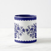 Mug Panier à fleurs rustique bleu et blanc et bouchon (Centre)
