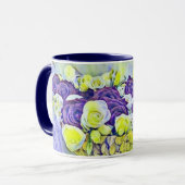 Mug Panier blanc violet de peinture Rose aquarelle (Devant gauche)