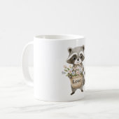 Mug Panier de fleurs de raton laveur mignon (Devant gauche)