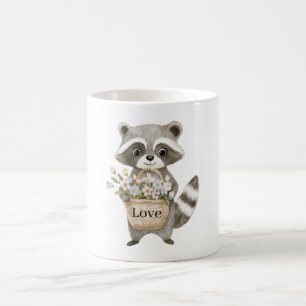 Mug Panier de fleurs de raton laveur mignon