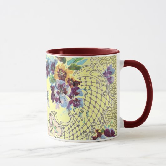Mug PANIER DE FLEURS ROMANTICA AVEC PANNEAUX Jaunes Fl (Droite)