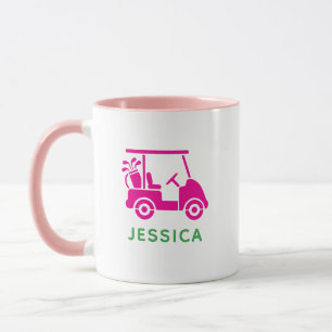 Mug Panier de golf personnel rose mignon deux tonalité