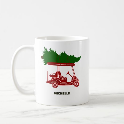 Mug Panier de golf rouge avec sapin de Noël (Gauche)