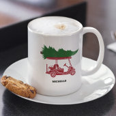 Mug Panier de golf rouge avec sapin de Noël
