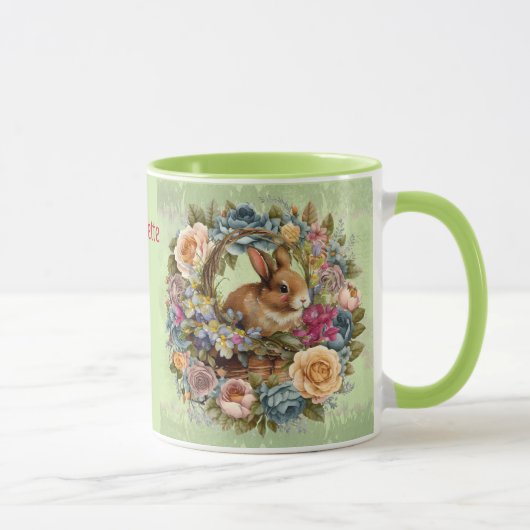 Mug Panier de lapin de Pâques Fleurs de printemps Ajou (Droite)