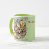 Mug Panier de lapin de Pâques Fleurs de printemps Ajou (Devant gauche)