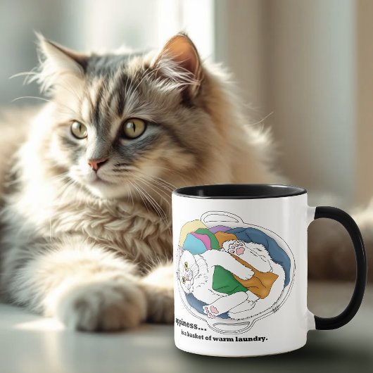 Mug Panier de linge chat blanc Cosy Bluette drôle