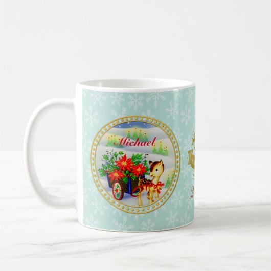 Mug Panier de Noël Vintage adorable (Gauche)