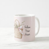 Mug Panier de roses rouges ruban rose (Devant droit)