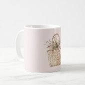 Mug Panier de roses rouges ruban rose (Devant gauche)