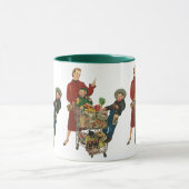 Mug Panier d'épicerie Retro Family, Mom and Kids (Centre)