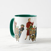 Mug Panier d'épicerie Retro Family, Mom and Kids (Devant gauche)