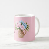 Mug Panier Tissé Fleurs Bleues Roses (Devant droit)