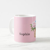 Mug Panier Tissé Fleurs Bleues Roses (Devant gauche)