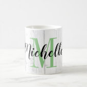 Mug Panneau à grain de bois blanc avec monogramme pers (Centre)