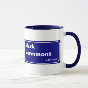 Mug panneau bleu rue personnalisée