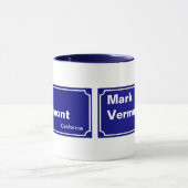 Mug panneau bleu rue personnalisée (Centre)