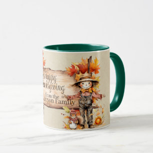 Mug Panneau bon thanksgiving bois & Scène d'automne