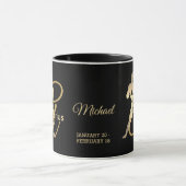 Mug Panneau d'anniversaire Aquarius ♒ Zodiac / Noir et (Centre)