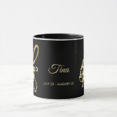 Mug Panneau d'anniversaire Leo ♌ Zodiac / Noir et or (Centre)