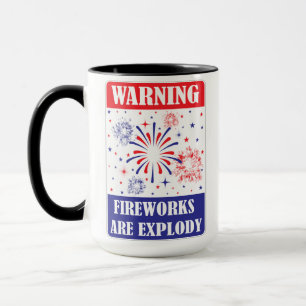 Mug Panneau d'avertissement de feux d'artifice