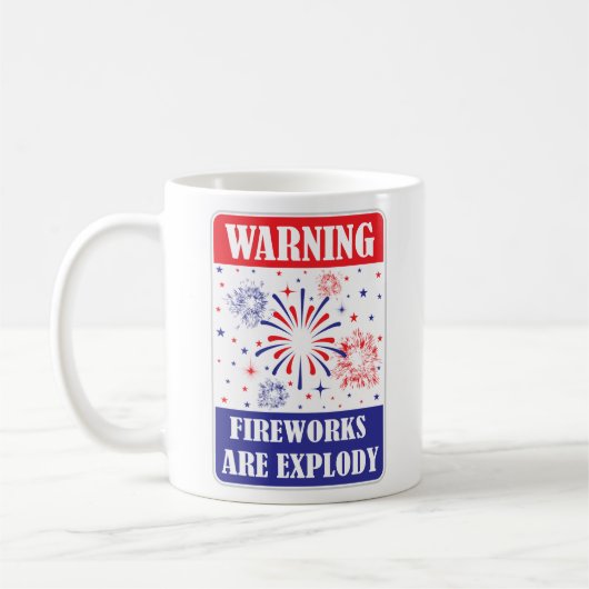 Mug Panneau d'avertissement de feux d'artifice (Gauche)