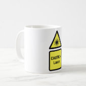 Mug Panneau d'avertissement de laser de prudence (Devant gauche)