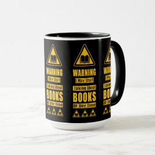 Mug Panneau d'avertissement des amoureux du livre jaun