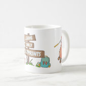Mug Panneau de camping de randonnée Empreintes de pas (Devant droit)