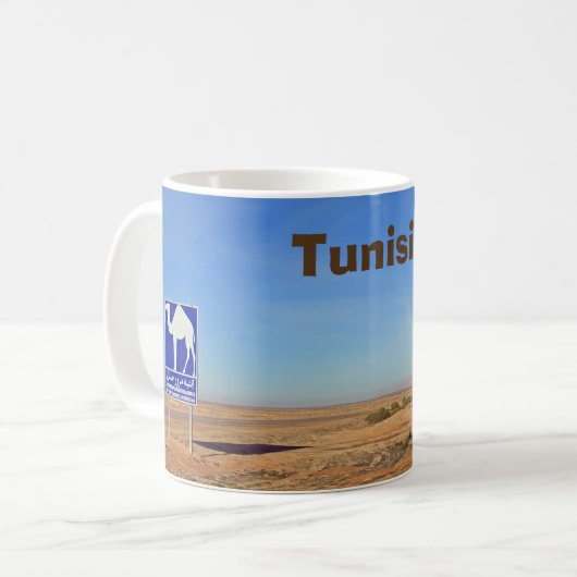 Mug Panneau de chameaux, Tunisie (Devant gauche)