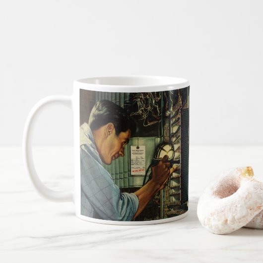 Mug Panneau de disjoncteur électrique vintage (Avec donut)