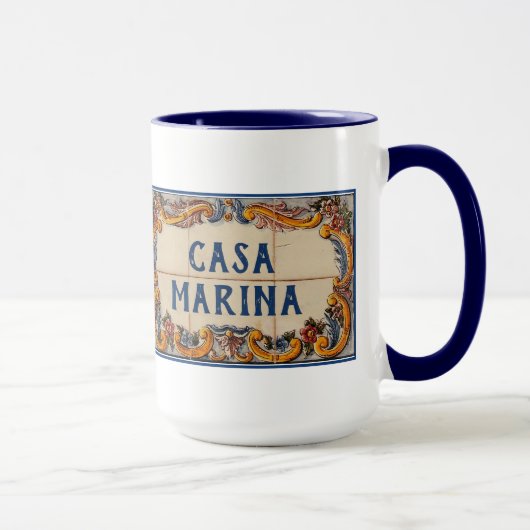 Mug Panneau de maison espagnole avec votre texte (Droite)