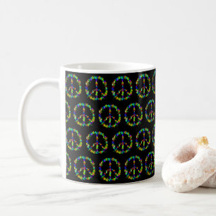 Mug Panneau de paix avec fleurs colorées