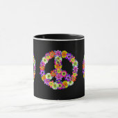 Mug Panneau de paix Floral sur noir (Centre)