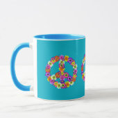 Mug Panneau de paix Floral sur Turquoise (Gauche)