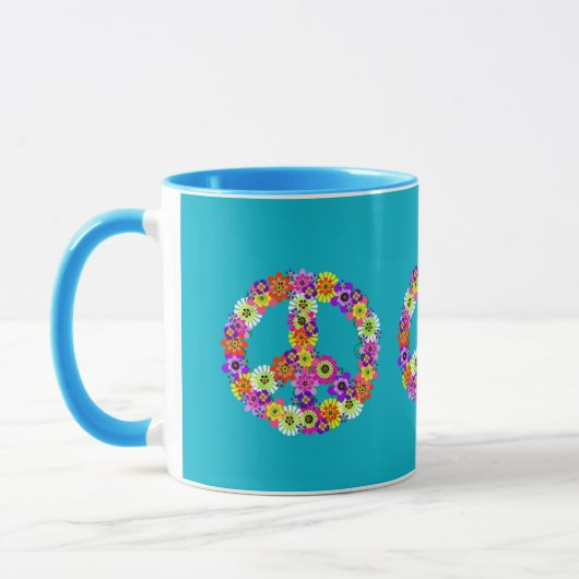Mug Panneau de paix Floral sur Turquoise (Gauche)