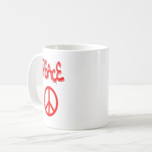 Mug Panneau de Paix Rouge avec Paix Expliquée en Graff (Devant gauche)