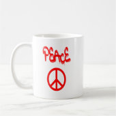 Mug Panneau de Paix Rouge avec Paix Expliquée en Graff (Gauche)