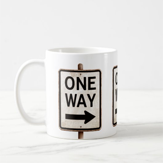 Mug Panneau de rue vintage ONE WAY rouillé (Gauche)