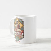 Mug Panneau de sécurité Jésus Étiquette d'avertissemen (Devant gauche)